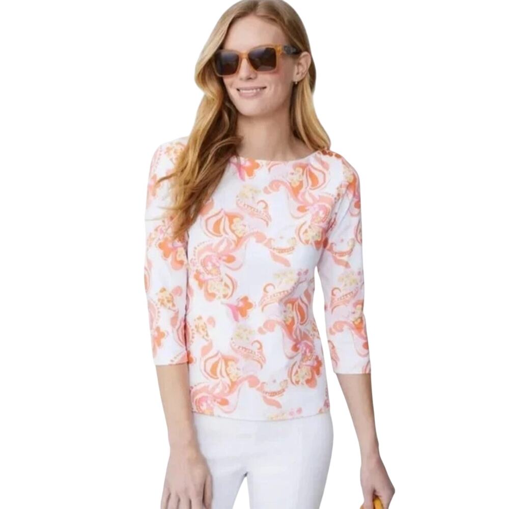 J.Mclaughlin Tops Nwt J Mclaughlin Wavesong Tee Orange & Pink Size L
